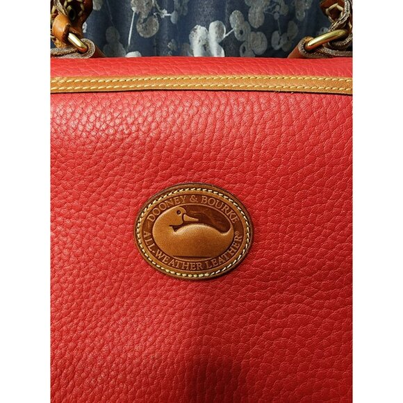 80s Dooney & Bourke Carpet Bag Small Persimmon Red Purse Satchel Tote Crossbody - Picture 5 of 16